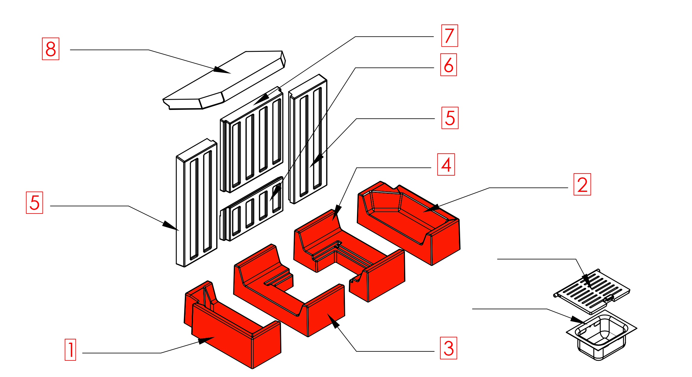 Spartherm Arte 3RL-80h cegła podłogowa zestwa A