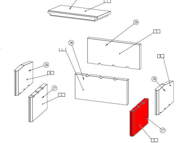 Fireplace Menorca C Seitenstein rechts unten Explosionszeichnung