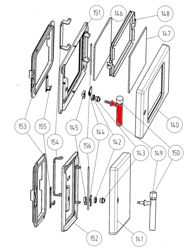 Wamsler K128F uchwyt drzwi drzwi komory paleniskowej