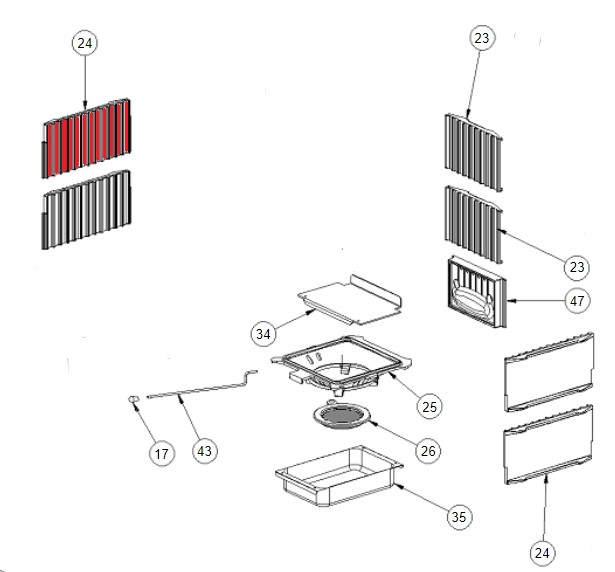 La Nordica Gemma Forno Seitenplatte links oben B Gussplatte