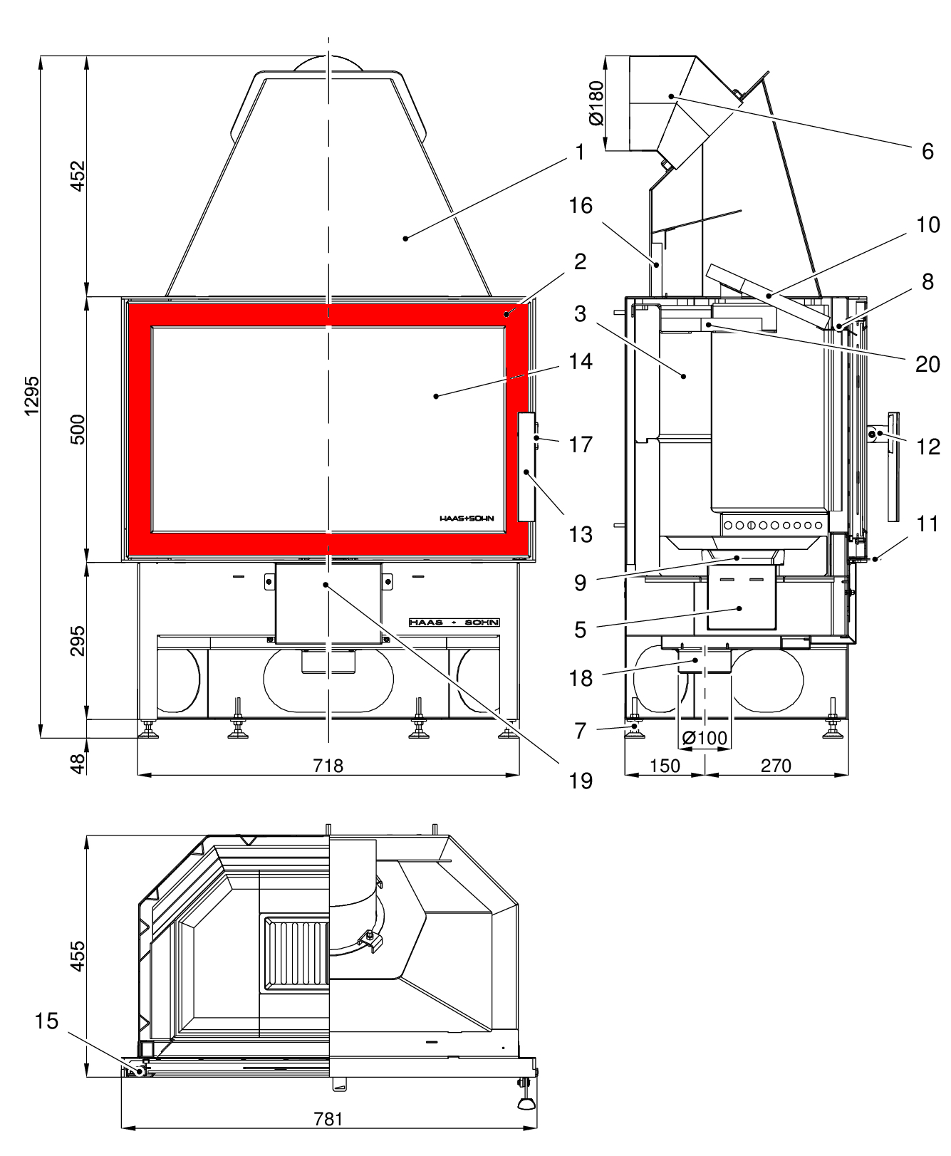 Haas-Sohn Komfort III 180.18 drzwi komory paleniskowej