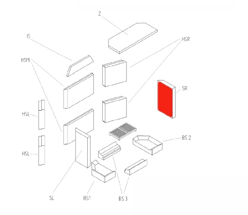 Haas+Sohn Jura Pierre de paroi côté à droite à l’avant pierre de la chambre de combustion