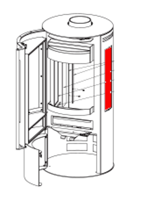 Fireplace Amarant szkło boczne z prawej strony wewnątrz