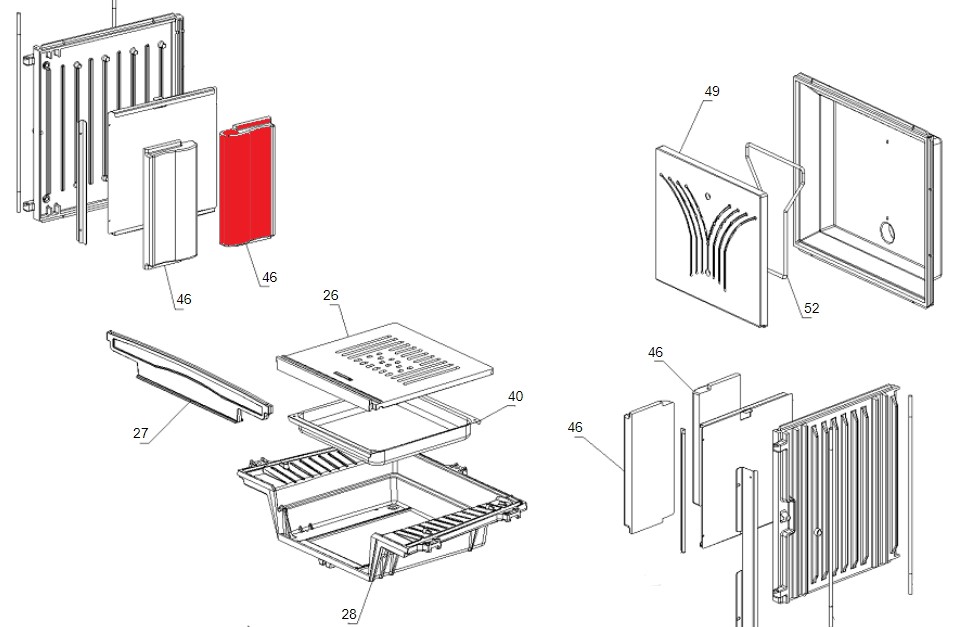 La Nordica Focolare 70 Piano Evo Crystal cegła boczna z lewej strony z tyłu