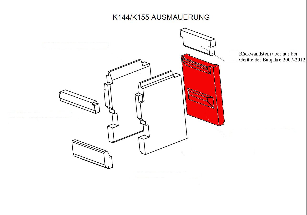 Wamsler K144 Rückwandstein unten Schamotte