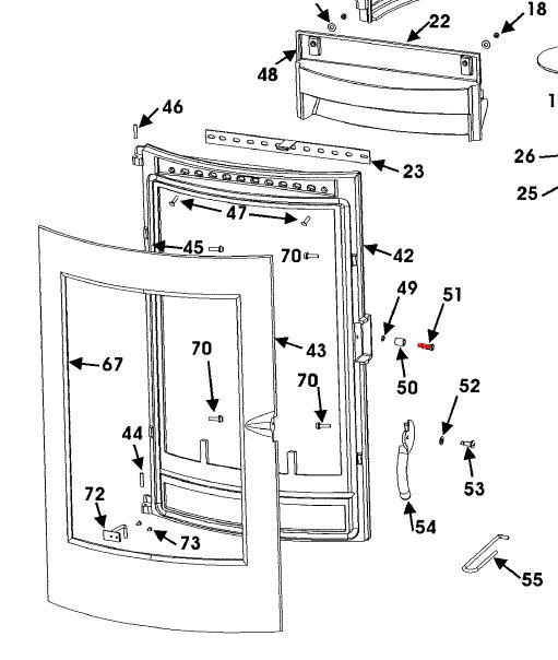 Wamsler Nizza Porte de la chambre de combustion Boulon de verrouillage