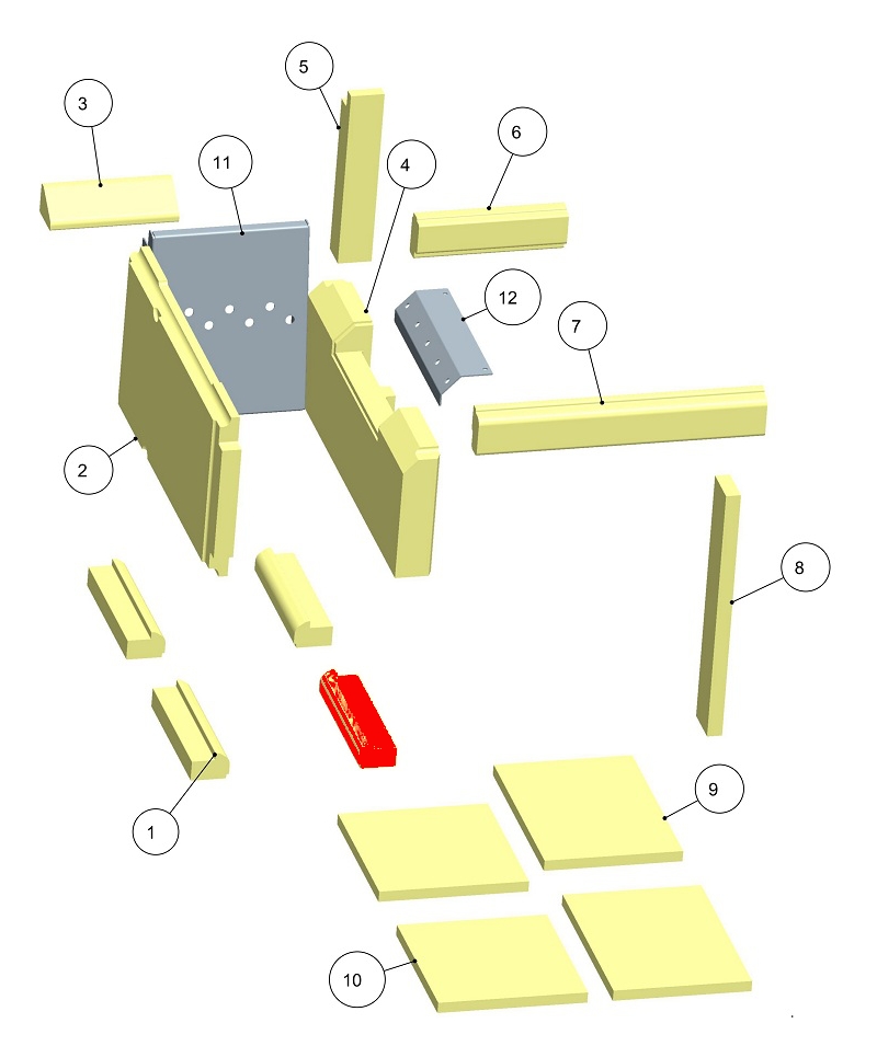 Haas+Sohn HSDH 75.5 Seitenstein rechts unten vorne Schamottestein